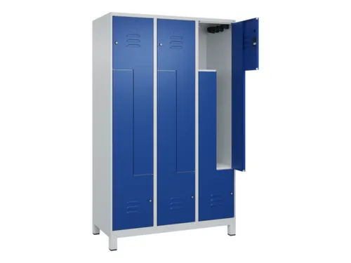 Z-garderobekast,HxBxD 1950x1200x500mm,vak B 200/400mm,cil.-slot,voeten