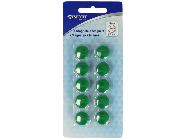 Aimant Westcott Ø 15x8mm 100g Vert Set 10 pièces