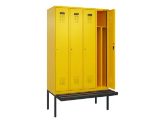 locker met bank,voor scheiding van kleding,HxBxD 2120x1200x815mm,4vak - 1