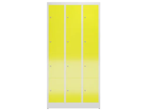 Lockerkast 1800x870x500mm 3x4 vakken cilinderslot, sokkel, RAL1018