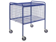 Chariot grillagé 915x800x600mm charge 100kg bleu