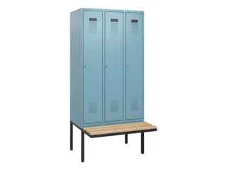 locker met bank,HxBxD 1950x900x815mm,3vak,vak B 300mm,cilinderslot - 2