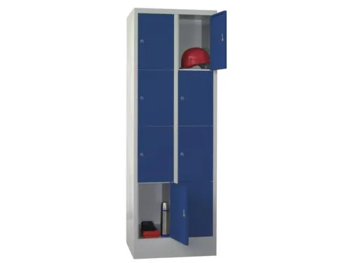 lockerkast,HxBxD 1850x600x500mm,2x4vakken,RAL7035,front RAL3000