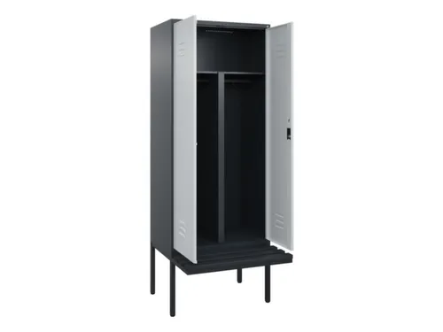 PBM-locker met bank,HxBxD 2120x800x815mm,2vak,vak B 400mm,cil.-slot