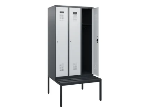 locker met bank,HxBxD 1950x900x815mm,3vak,vak B 300mm,cilinderslot