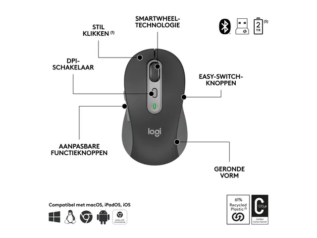Logitech MK950 Toetsenbord Azerty FR Signature Slim en muis