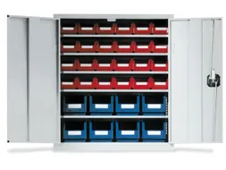 Wandkast Staalplaat 780x690x285mm Incl. 32 Magazijnbakken Pe Ral 7035