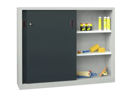 schuifdeurkast,HxBxD 1200x1500x500mm,RAL7035,front RAL7016
