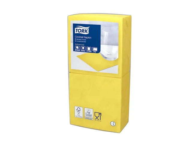 Tork 477823 Cocktailservet Advanced Geel 24x24cm