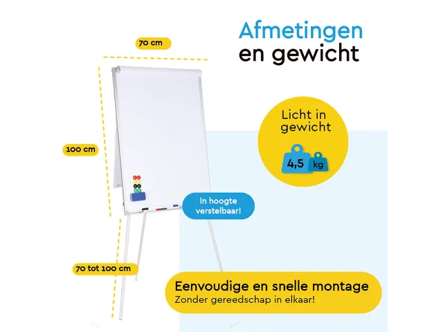 BRASQ Flipover Basic 70x100cm Magnetisch Aluminum met accessoires