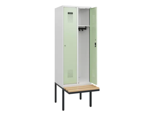 locker met bank,HxBxD 1950x600x815mm,2vak,vak B 300mm,cilinderslot