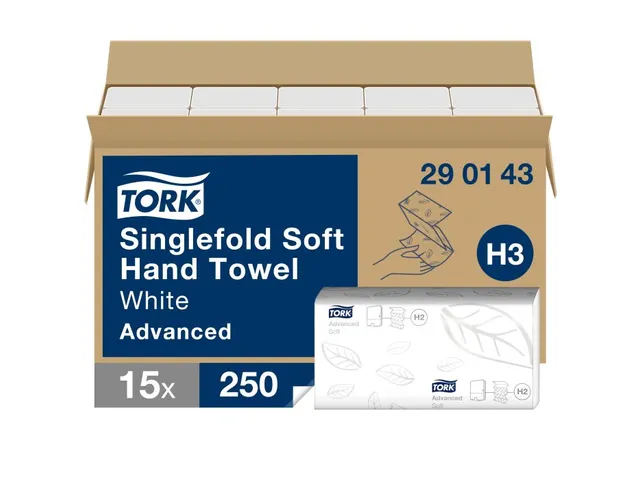 Tork 290143 Handdoek Advanced H3 Singlefold 2-laags Wit 15x250 stuks