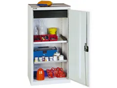 Materiaalkast 1000x500x500mm 2legborden Uitschuifbaar 1lade Ral7035