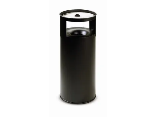 combi-asbak,HxØ 900x380mm,afvalbak inhoud 75l,romp staal zwart,blusko