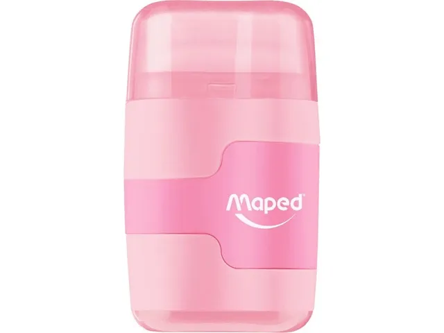 Puntenslijper Maped Connect 2-gaats met gum display à 20 stuks pastel