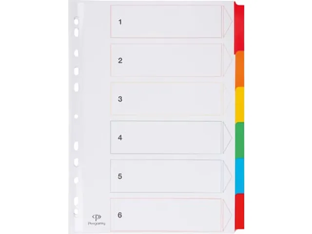 Tabblad karton A4 Assorti 6-delig 11-gaats index