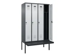 locker met bank,voor scheiding van kleding,HxBxD 2120x1200x815mm,4vak
