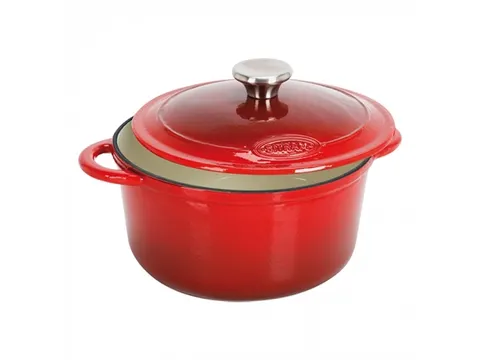Sitram Tradifonte gietijzeren Braadpan met deksel rond 24cm Rood