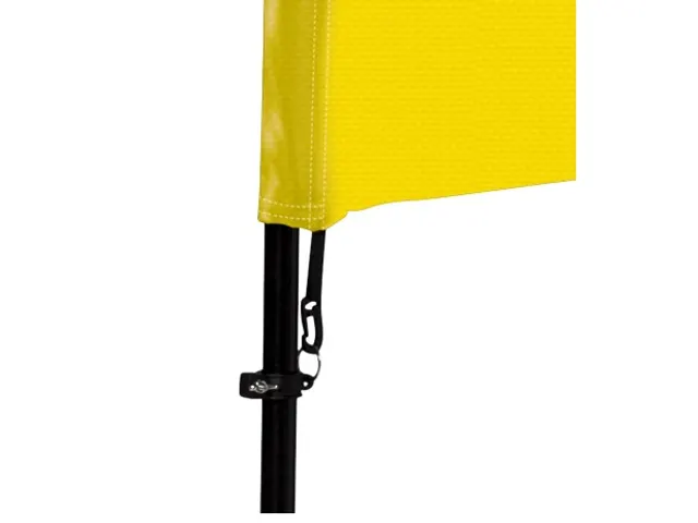 Promotievlag Alu Wind complete set "OUVERT" Geel kruisvoet Zwart