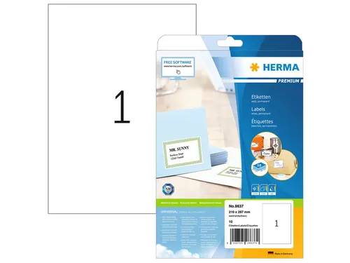 HERMA 8637 Premium etiketten A4 210x297mm Wit 10 stuks