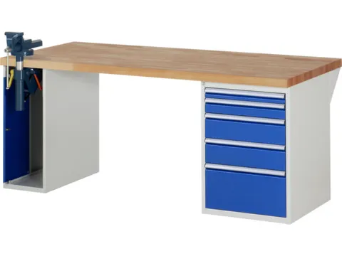 werkbank,HxBxD 890x2000x900mm,beukblad,draagverm. 750kg,2containers