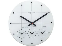 Wereldtijden klok - Stille wandklok - 43cm - Wit - Glazen klok - NeXti