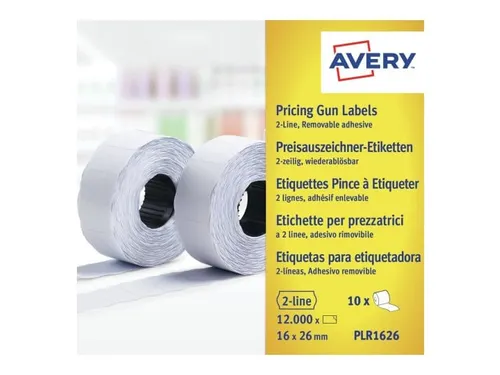 Prijsetiket Avery PLR1626 16x26mm afneembaar wit