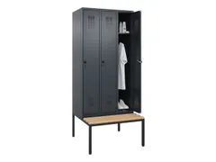 locker met bank,HxBxD 2120x900x815mm,3vak,vak B 300mm,draaigrendel