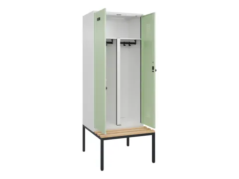 PBM-locker met bank,HxBxD 2120x800x815mm,2vak,vak B 400mm,draaigrendel