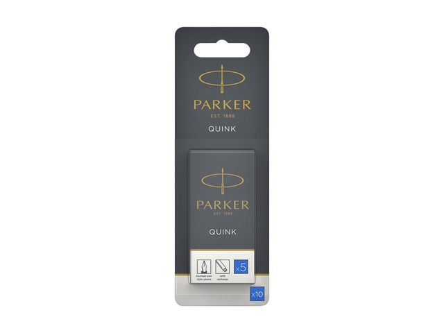 Inktpatroon Parker Quink uitwasbaar blauw blister à 10 stuks | VulpennenShop.nl