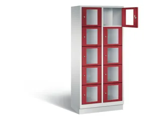 Lockerkast 1800x810x500mm 2x5 vakken Cilinderslot, Sokkel, RAL3003 - 1