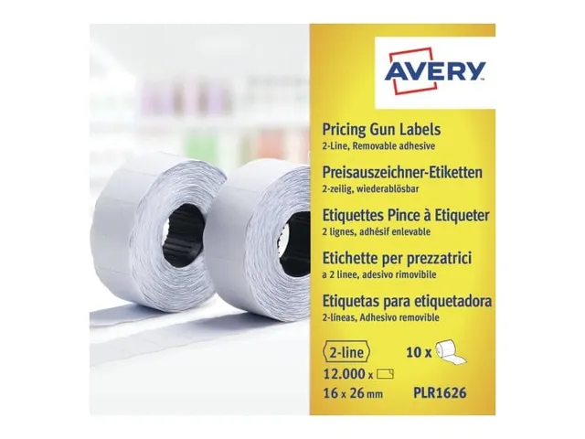 Prijsetiket Avery PLR1626 16x26mm afneembaar wit