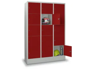 lockerkast,HxBxD 1850x1200x500mm,3x5vakken,RAL7035,front RAL3000 - 2