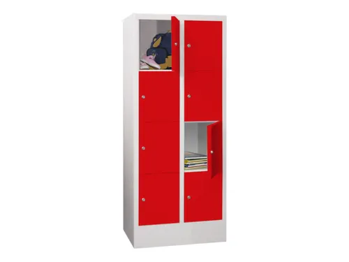 lockerkast,HxBxD 1518x600x500mm,2x4vakken,RAL7035,front RAL3000