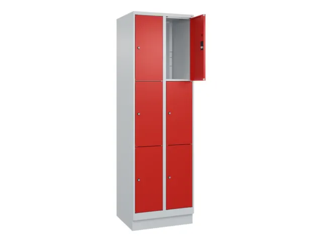 lockerkast,HxBxD 1950x600x500mm,2x3vakken,vak B 300mm,cil.-slot,sokkel