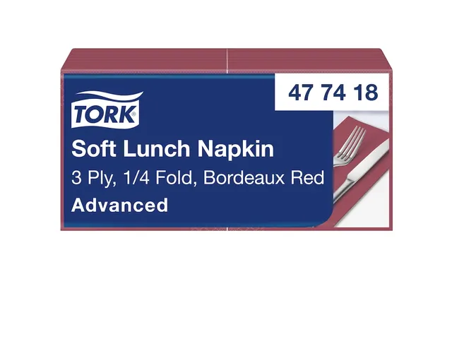 Tork 477418 Soft Lunchservet Advanced Bordeaux 33x33cm