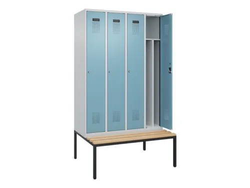 locker met bank,voor scheiding van kleding,HxBxD 2120x1200x815mm,4vak