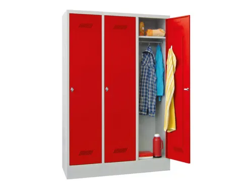 lockerkast,HxBxD 1850x1200x500mm,3vak,RAL7035,front RAL3000