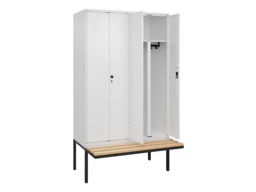PBM-locker met bank,HxBxD 2120x1200x815mm,4vak,vak B 300mm,cil.-slot