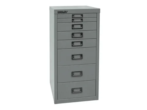kantoor-ladekast HxBxD 590x279x380mm 8 laden romp zilverkleurig staal