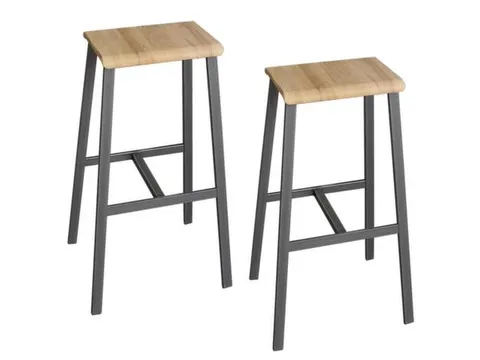 Set Barkrukken Industrial, zitting Eiken natuur