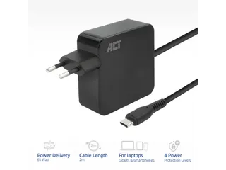 Laptop Oplader ACT USB-C Power Delivery 65W 2mtr - 3