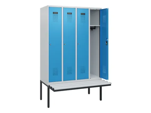 locker met bank,HxBxD 1950x1200x815mm,4vak,vak B 300mm,cilinderslot