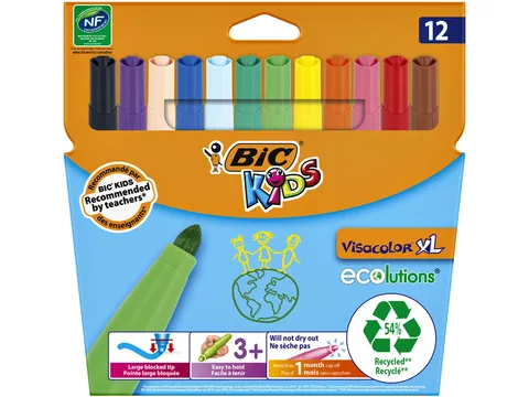 Kleurstiften BicKids Visacolor XL Ecolutions assorti etui á 12 stuks