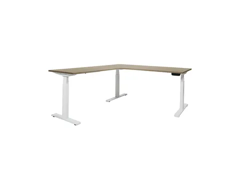 Elektrisch Hoekbureau Dextro Plus 180x160cm Frame Wit Havana Kersen