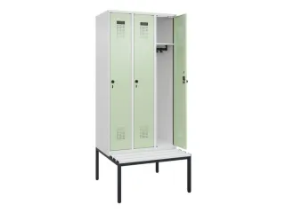 locker met bank,HxBxD 2120x900x815mm,3vak,vak B 300mm,draaigrendel - 1