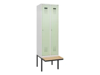 locker met bank,HxBxD 2120x600x815mm,2vak,vak B 300mm,cilinderslot - 2