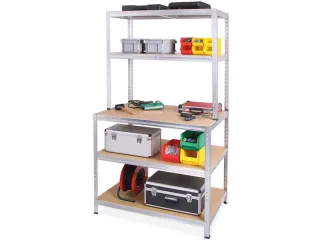 montagetafel,HxBxD 900x900x600mm,blad hout,4voeten verzinkt,4legborden - 2