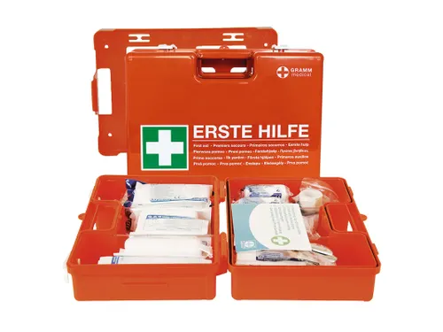 verbandkoffer,DIN 13157,ABS oranje,m. wandhouder