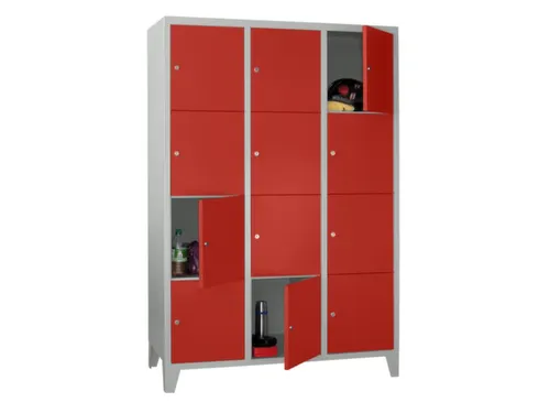 lockerkast,HxBxD 1850x1200x500mm,3x4vakken,RAL7035,front RAL3000